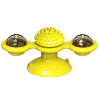 HKM-7365565 Interactive Catnip Windmill Toy with LED Light and Suction Cup for Indoor Cats
