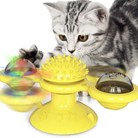 HKM-7365565 Interactive Catnip Windmill Toy with LED Light and Suction Cup for Indoor Cats