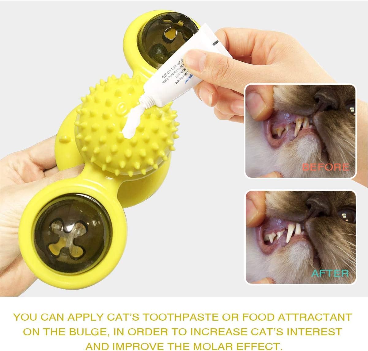 HKM-7365565 Interactive Catnip Windmill Toy with LED Light and Suction Cup for Indoor Cats