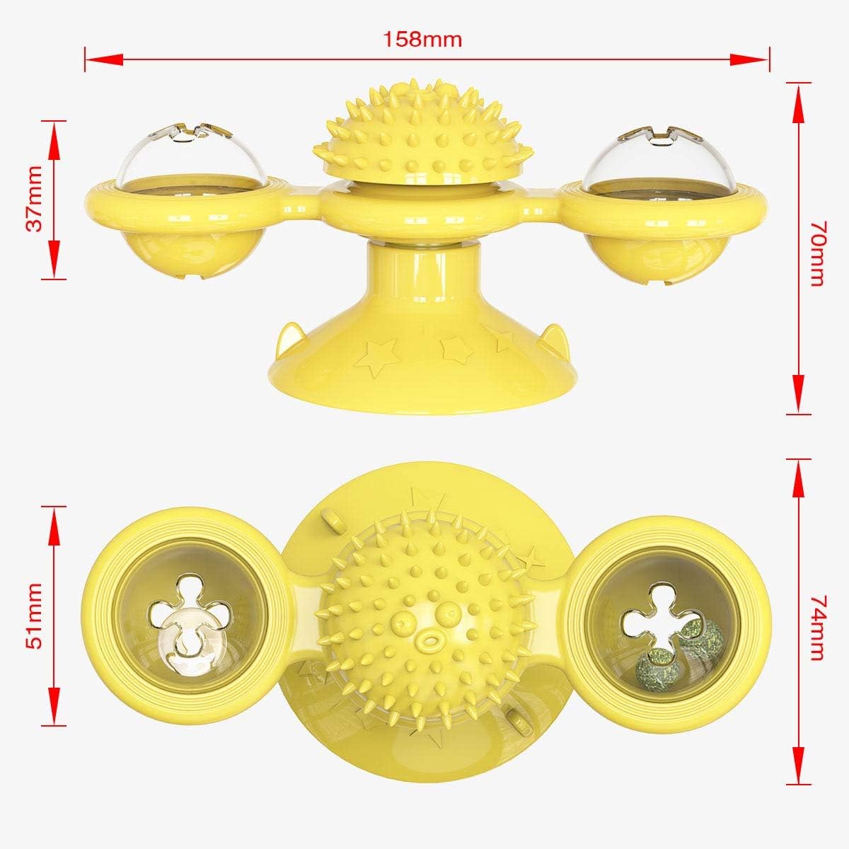 HKM-7365565 Interactive Catnip Windmill Toy with LED Light and Suction Cup for Indoor Cats