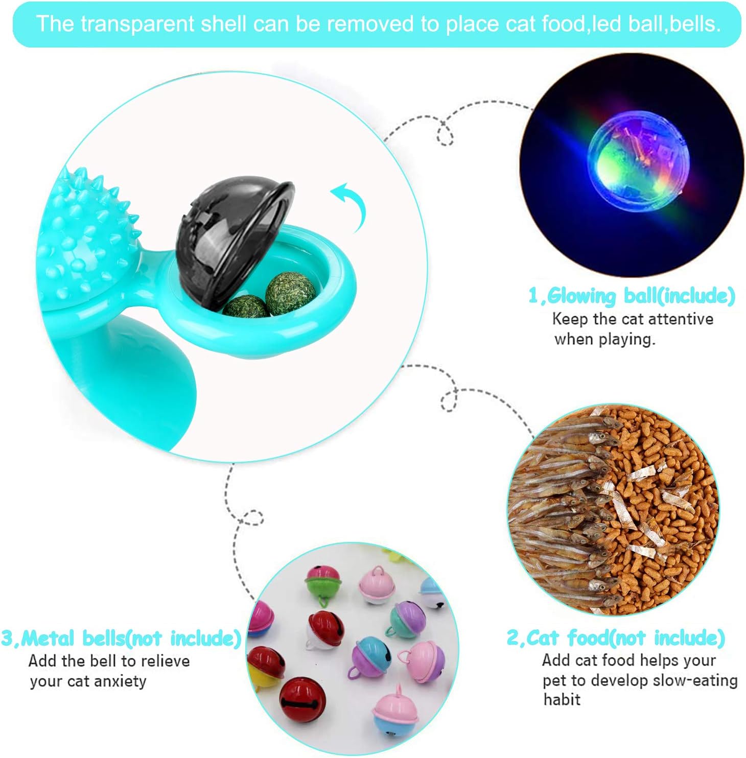 HKM-7365565 Interactive Catnip Windmill Toy with LED Light and Suction Cup for Indoor Cats