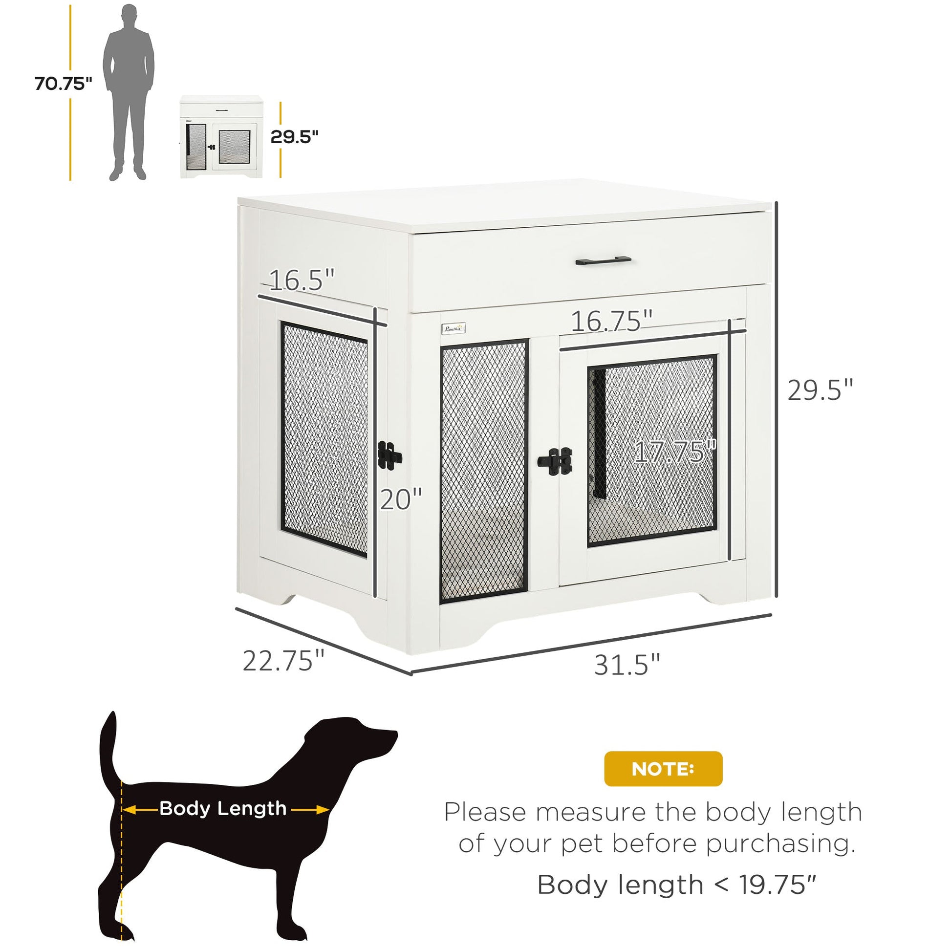 HKM-7365949 Multipurpose Dog Crate Furniture with Water-Resistant Cushion and Dual Doors