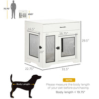 HKM-7365949 Multipurpose Dog Crate Furniture with Water-Resistant Cushion and Dual Doors
