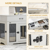 HKM-7365949 Multipurpose Dog Crate Furniture with Water-Resistant Cushion and Dual Doors