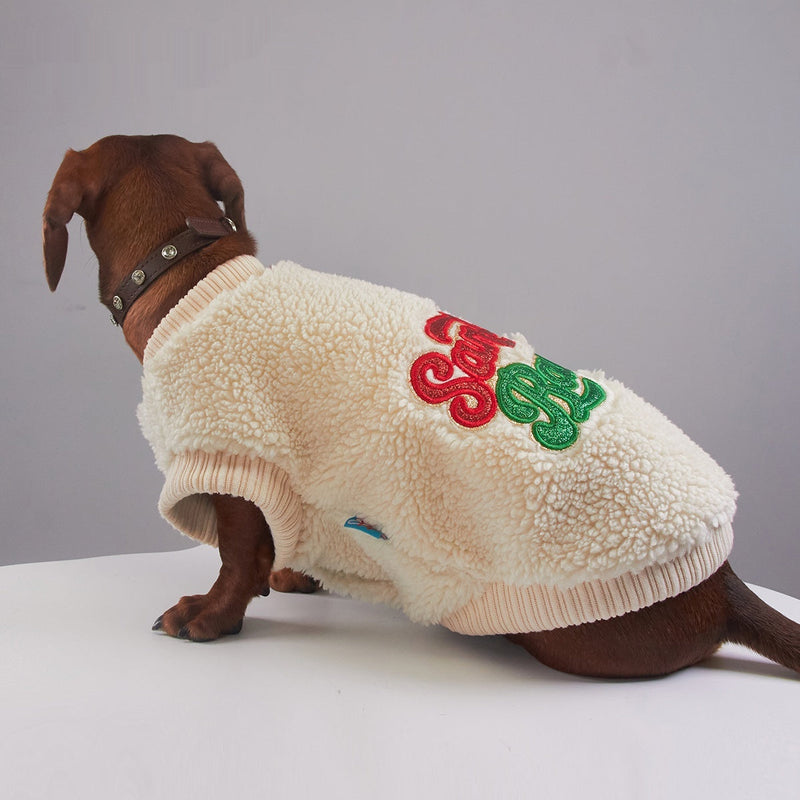 HKM-7366845 Christmas Casual Fuzzy Pet Jacket - Autumn & Winter Wear for Small to Large Pets