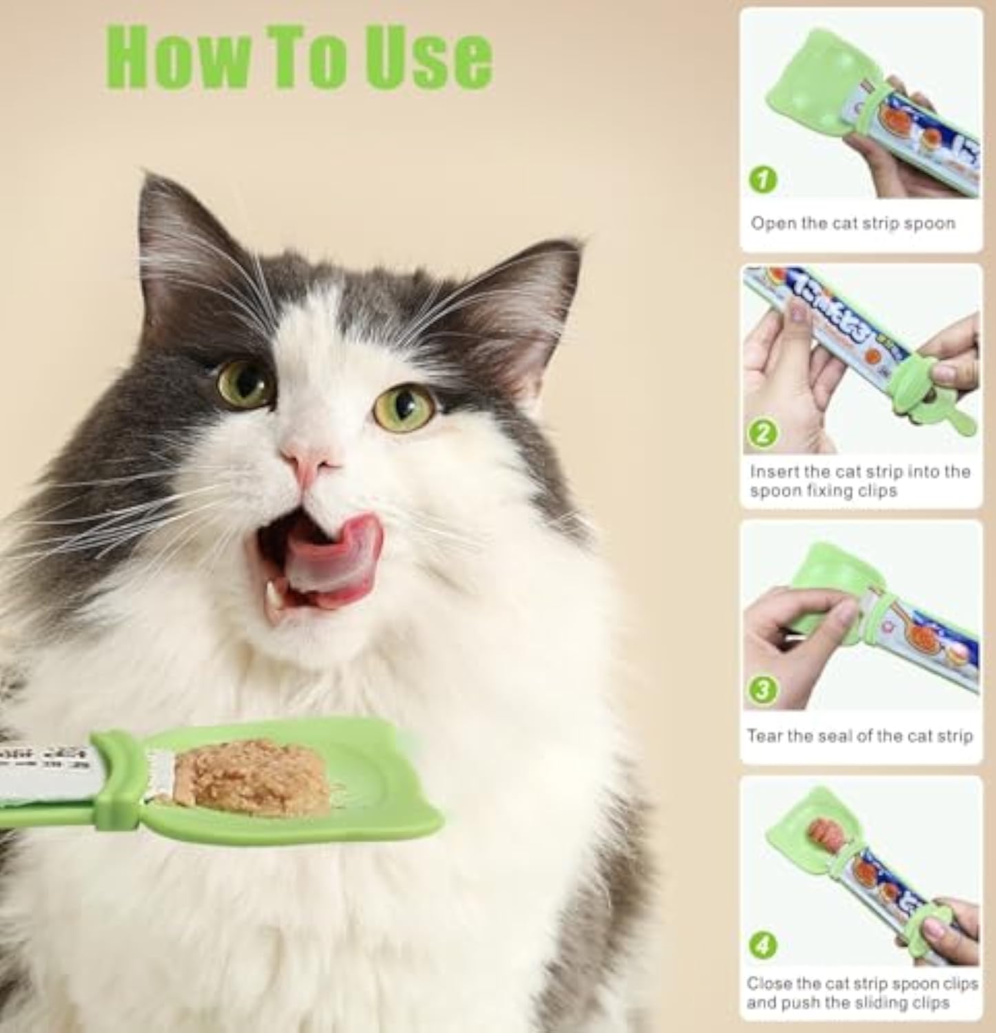 HKM-7369533 Multifunctional Cat Strip Feeder with Mixing Spoon for Liquid Snacks and Wet Food