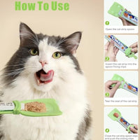 HKM-7369533 Multifunctional Cat Strip Feeder with Mixing Spoon for Liquid Snacks and Wet Food