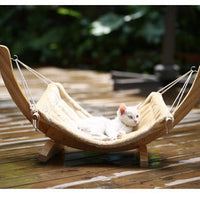 HKM-7369661 Wooden Cat Hammock Bed for Cozy Relaxation and Easy Setup