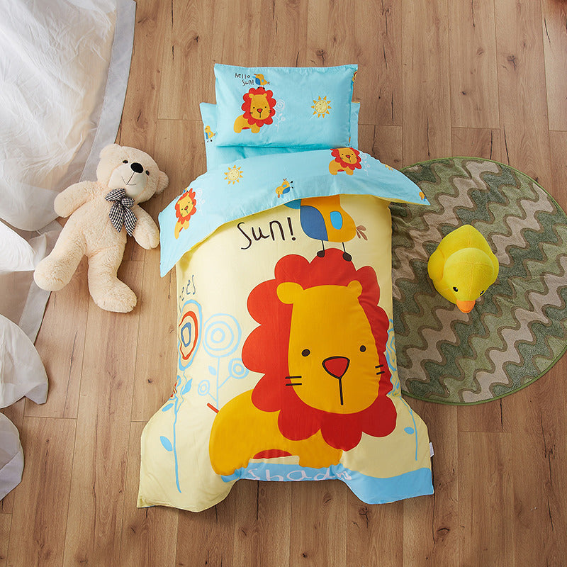 HKM-736979 Pure Cotton Nap Cartoon-Themed 3-Piece Baby Bedding Set with Quilt Cover, Sheet, and Pillowcase