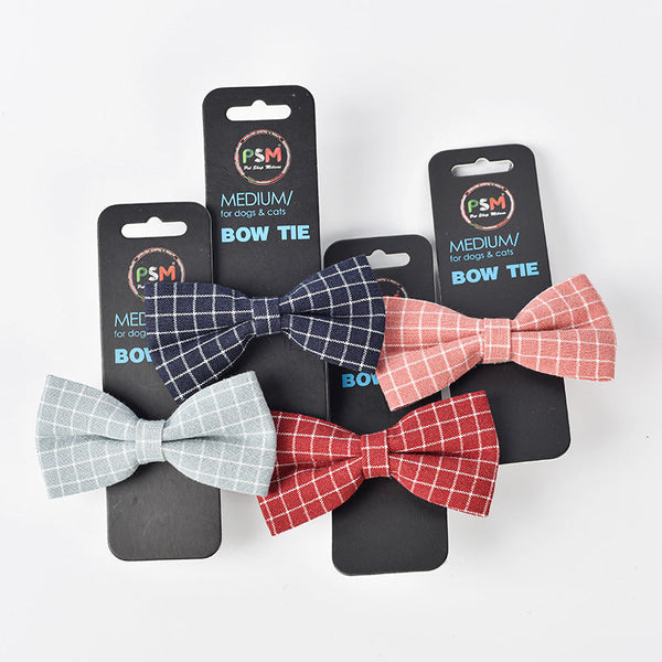 HKM-7370301 Classic British Style Child Pet Dog Bow Tie in Red, Dark Blue, Pink, and Gray