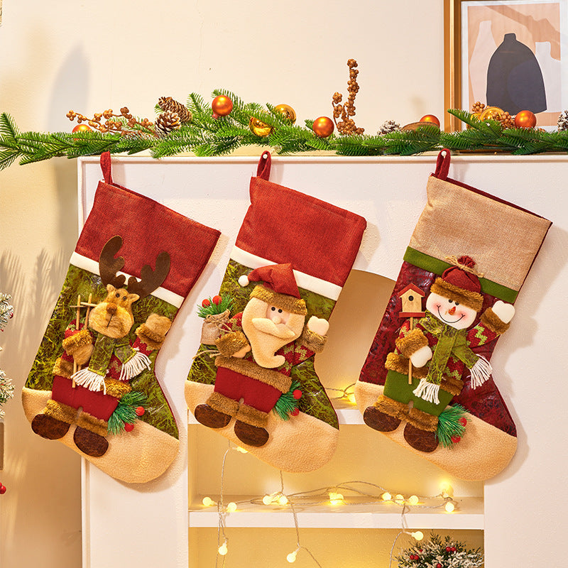 HKM-737107 Large Cartoon Candy Bag Christmas Decoration - Snowman, Elk, and Old Man Styles in Cloth