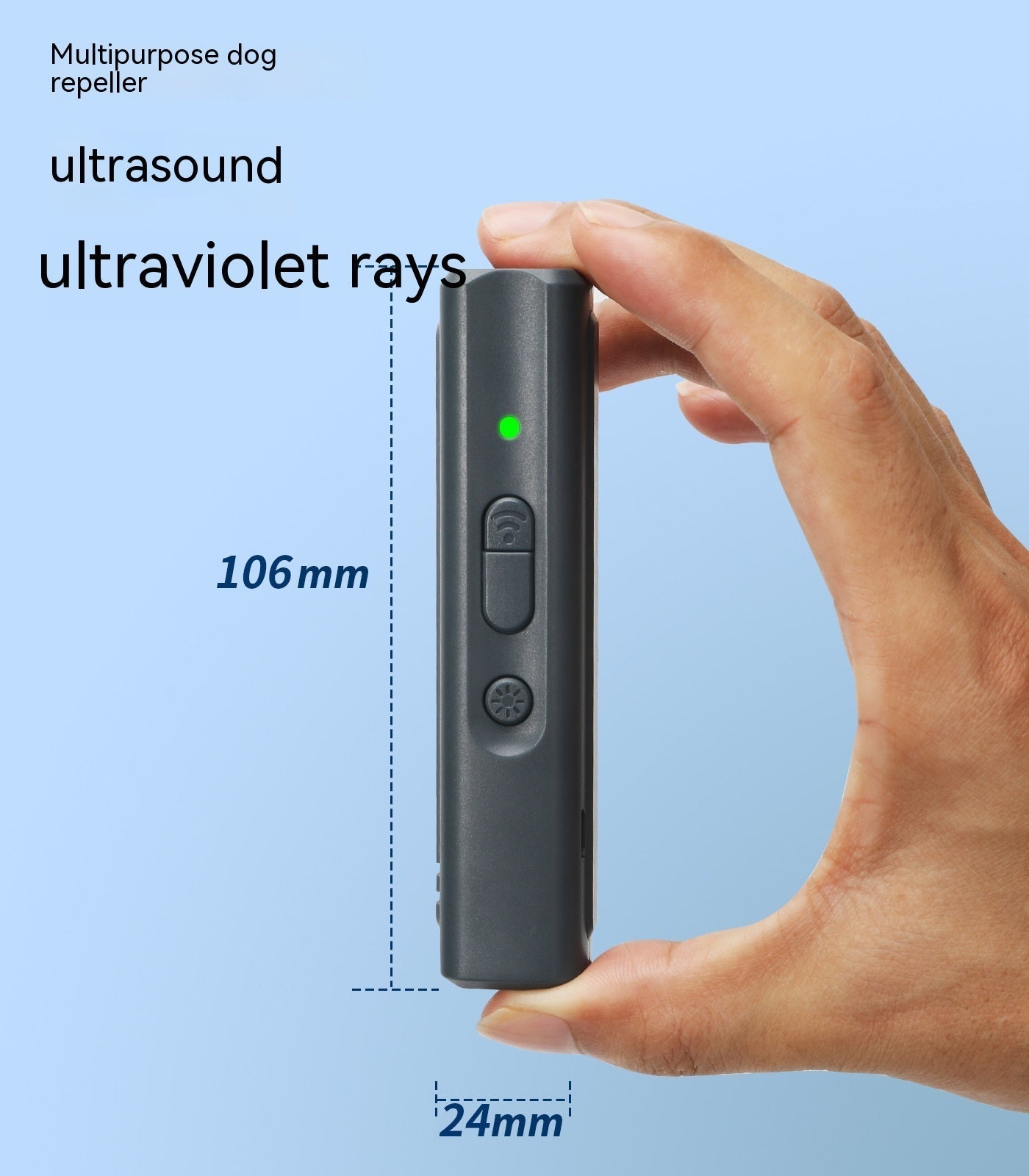 HKM-7371325 Handheld Portable Ultrasonic Dog Dispeller, Plastic Construction, Black and Orange Options