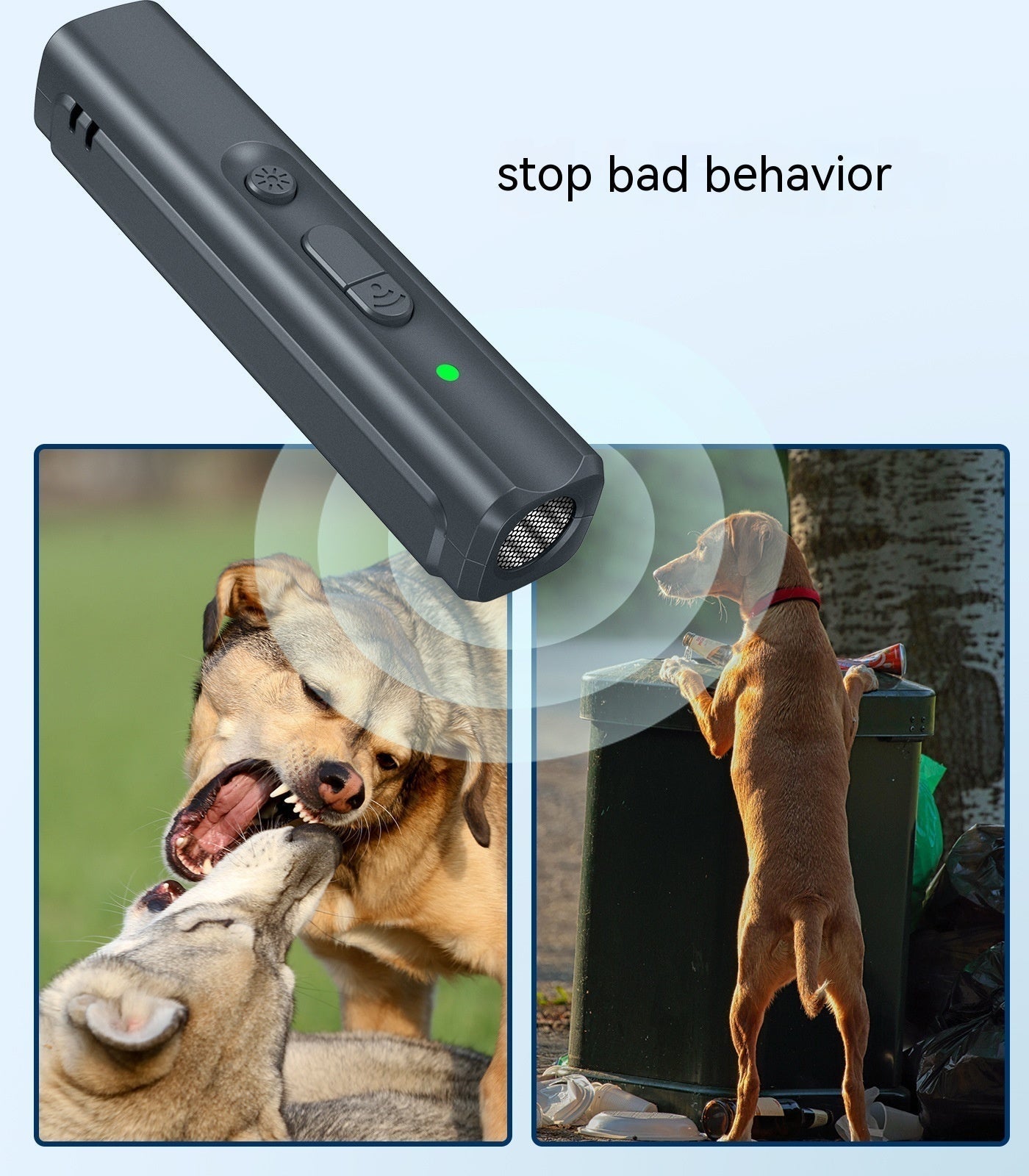 HKM-7371325 Handheld Portable Ultrasonic Dog Dispeller, Plastic Construction, Black and Orange Options