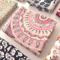 HKM-737491 Delicate Hand-Made Cotton Silk Rayon Fabric with Floral Print - 0.5m x 1m
