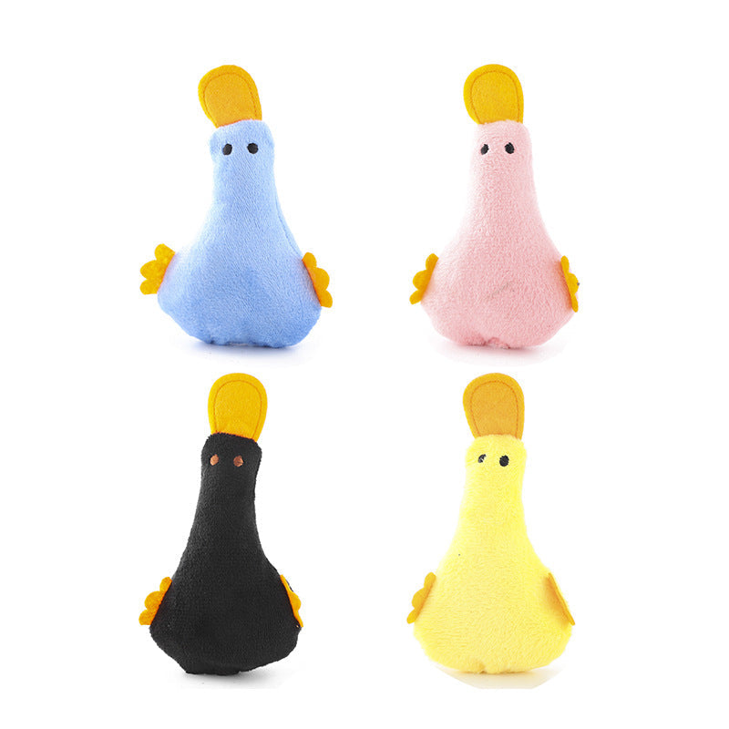 HKM-7375293 Plush Duck Cat and Dog Toy with Catnip and Squeaker for Interactive Play