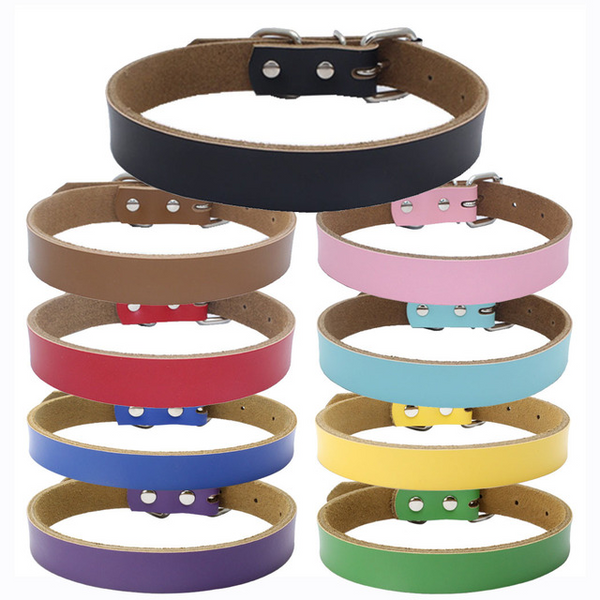 HKM-7375805 Genuine Cowhide Leather Pet Collar in Multiple Colors and Sizes