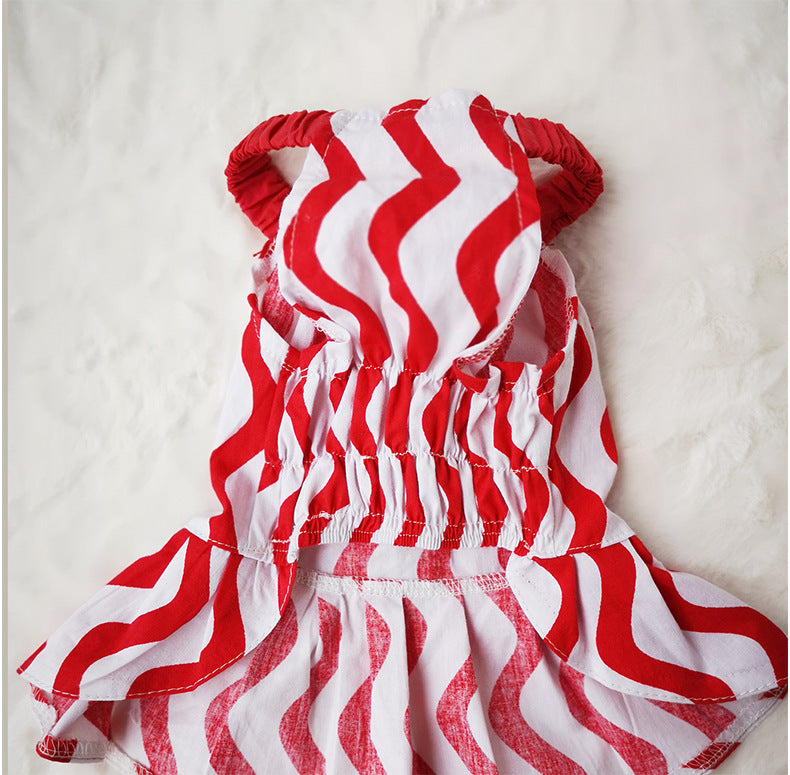 HKM-7376189 Princess-Style Cotton Bow Skirt for Cats and Dogs in Red - XS to XXL Sizes Available