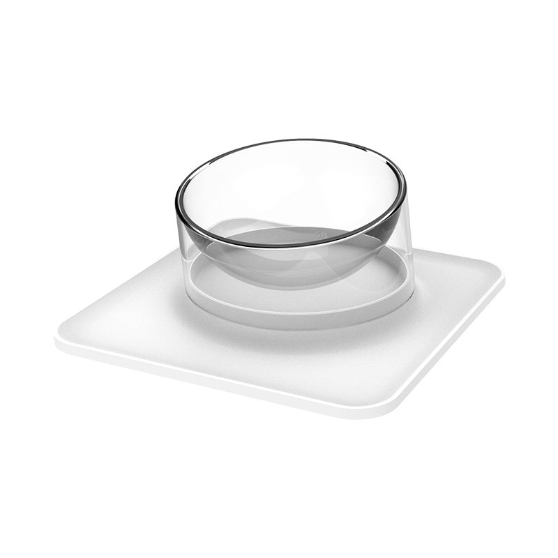HKM-737683 Pet Anti-Overflow Mat with Inclined Mouth Single Bowl – 440ML Water Bowl & 400ML Food Bowl for Cats and Dogs