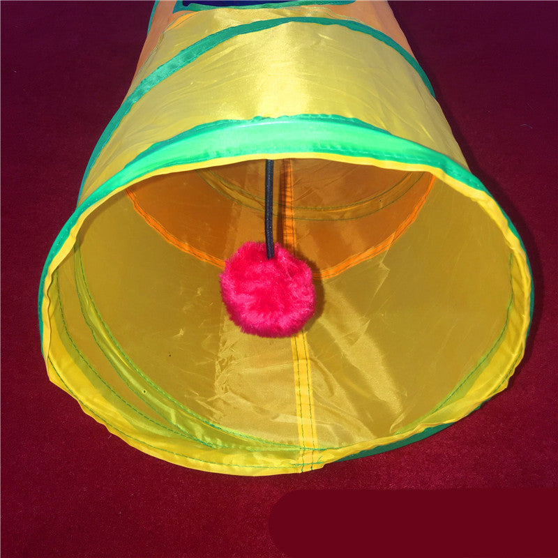 HKM-7377085 Rainbow Cat Tunnel - 120cm Polyester Climbing Frame for Cats