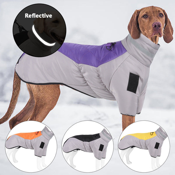 HKM-7377981 Reflective Warm Pet Dog Coat - Thickened Polyester Cotton in Multiple Sizes and Colors