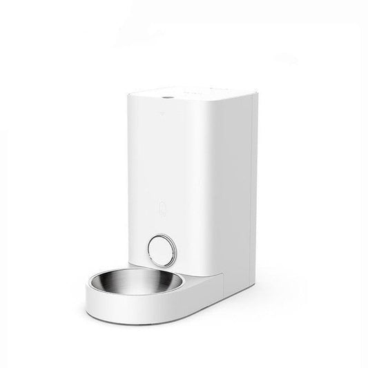 HKM-737811 Automatic Stainless Steel Cat Feeder with Timed Dispensing in White