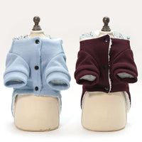 HKM-7378237 Thick Hooded Cotton-Padded Coat for Pets in Blue and Wine Red