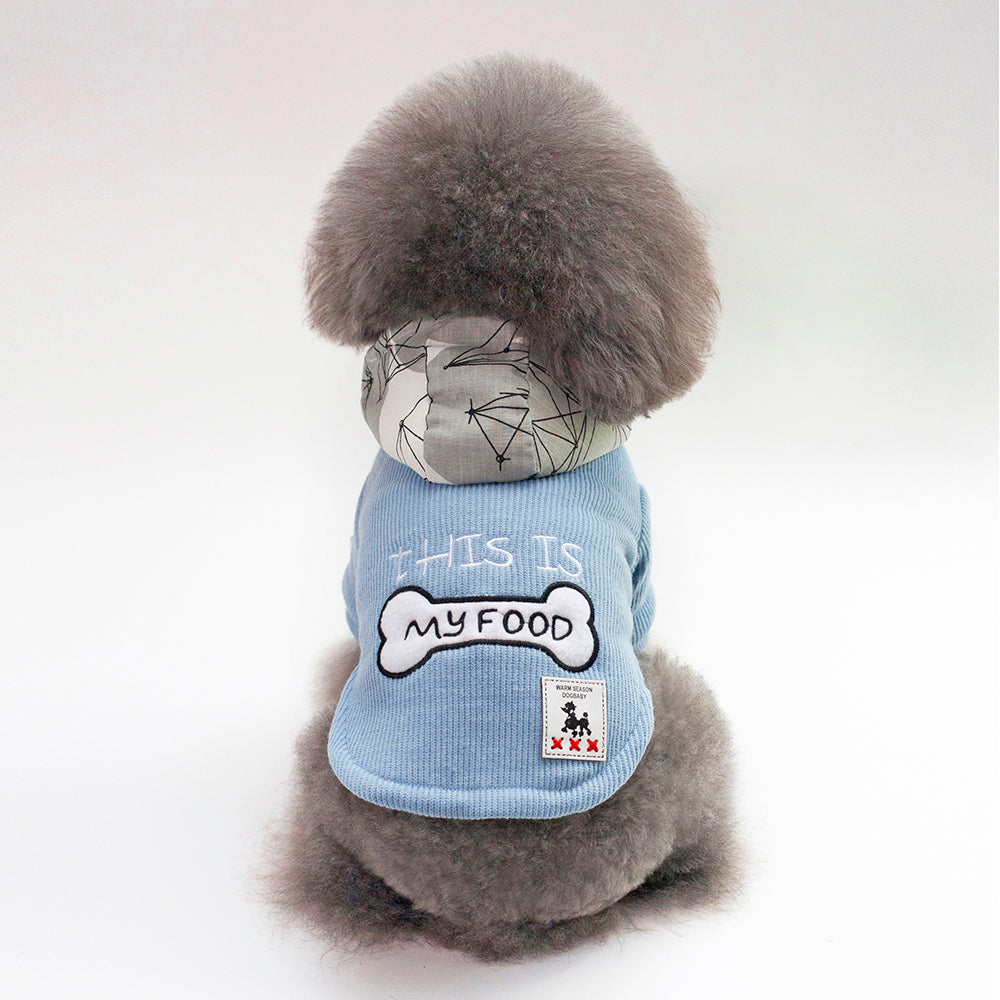 HKM-7378237 Thick Hooded Cotton-Padded Coat for Pets in Blue and Wine Red