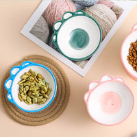 HKM-7379773 Cute Cartoon Paw Shaped Ceramic Pet Bowl with 15¡ã Inclined Surface for Food and Water