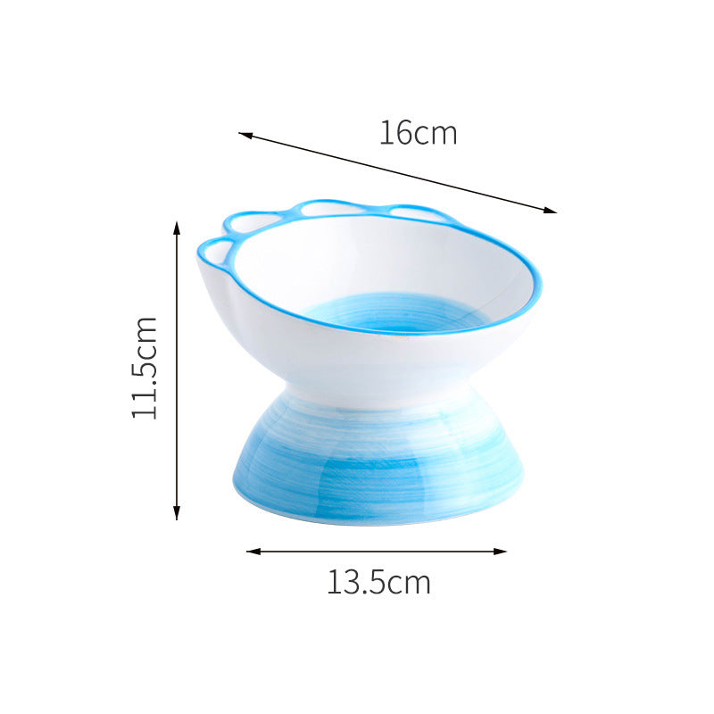 HKM-7379773 Cute Cartoon Paw Shaped Ceramic Pet Bowl with 15¡ã Inclined Surface for Food and Water