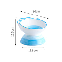 HKM-7379773 Cute Cartoon Paw Shaped Ceramic Pet Bowl with 15¡ã Inclined Surface for Food and Water