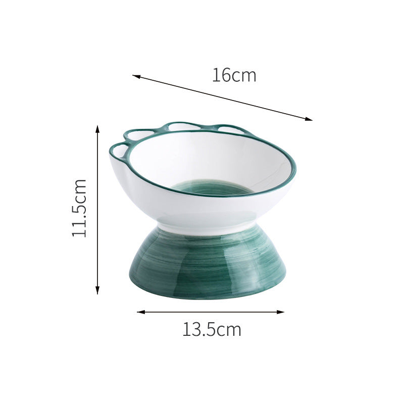 HKM-7379773 Cute Cartoon Paw Shaped Ceramic Pet Bowl with 15¡ã Inclined Surface for Food and Water