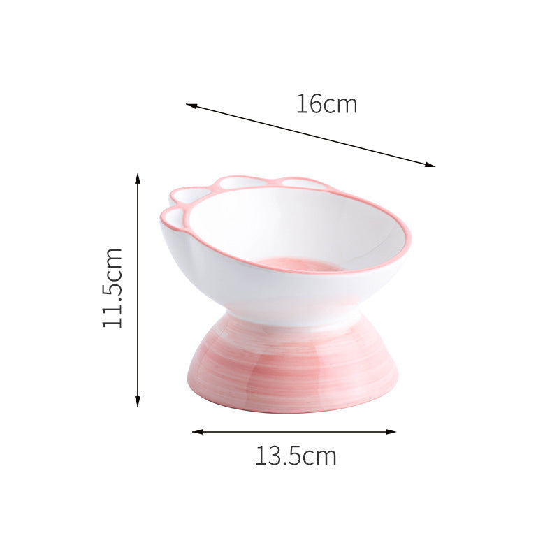 HKM-7379773 Cute Cartoon Paw Shaped Ceramic Pet Bowl with 15¡ã Inclined Surface for Food and Water
