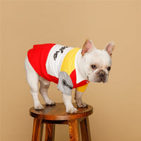 HKM-7380157 Dog Polo Shirt for Spring - Casual Two-Legged Clothing in Blue and Red, Cotton Material, Various Sizes Available