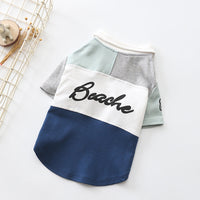 HKM-7380157 Dog Polo Shirt for Spring - Casual Two-Legged Clothing in Blue and Red, Cotton Material, Various Sizes Available