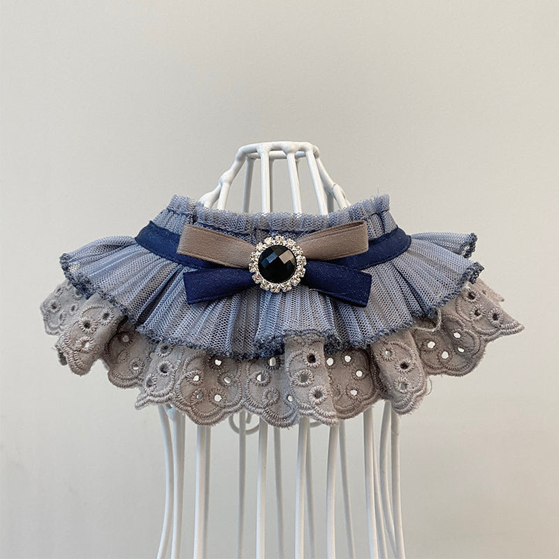 HKM-7381181 Triangle Lace Scarf Bow Tie for Cats and Dogs in Blue