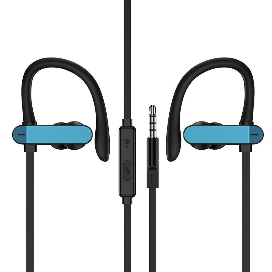 HKM-738131 Sport Running Earbuds with Ear Hooks and Microphone, Compatible with Universal Devices