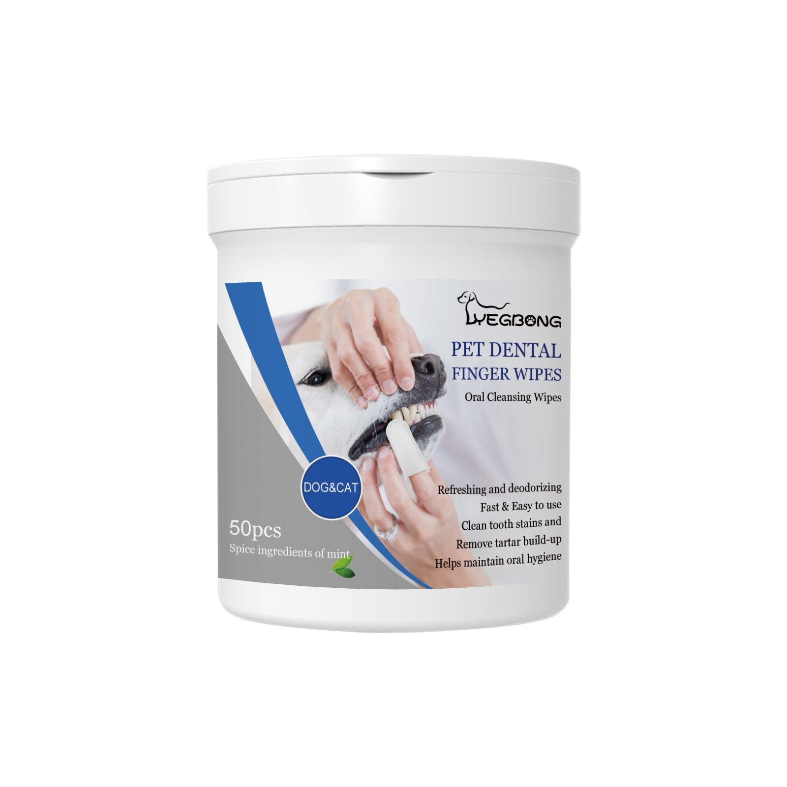HKM-7381437 Pet Teeth Finger Wipes - Oral Care Cleaning Solution for Dogs, 50 Count