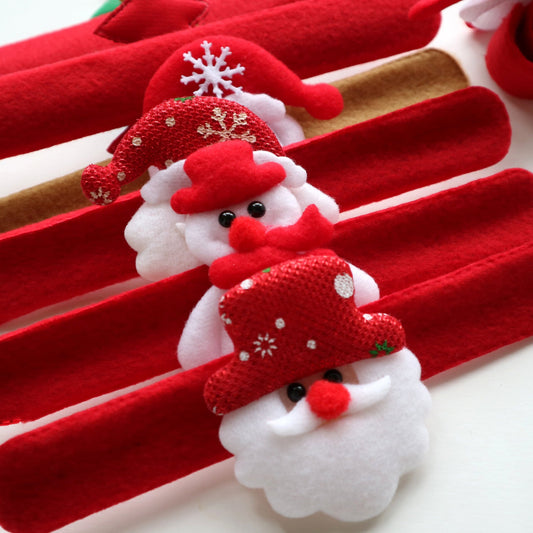 HKM-738259 Plush Cartoon Christmas Day Decorative Bracelets - Mixed Color Set of 8