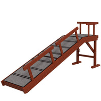 HKM-7385021 Wooden Dog Ramp with Removable Guardrails, Non-Slip Surface for Easy Access to Furniture, Brown