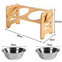 HKM-7385533 Wooden Pet Bowl Rack for Dog Food with Optional Bowls Included