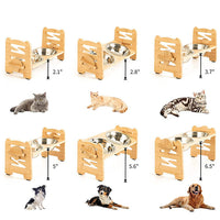 HKM-7385533 Wooden Pet Bowl Rack for Dog Food with Optional Bowls Included