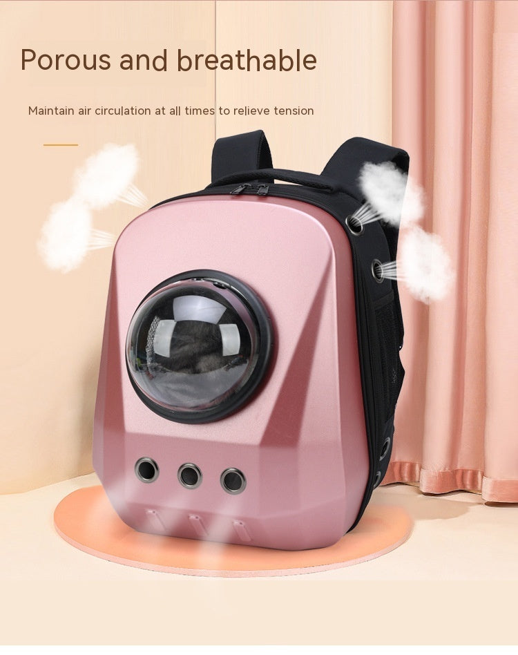 HKM-7385789 Portable Cat Travel Backpack - Medium Soft PVC Space Capsule Design in Solid Colors