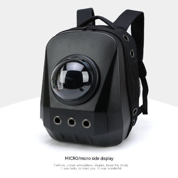 HKM-7385789 Portable Cat Travel Backpack - Medium Soft PVC Space Capsule Design in Solid Colors
