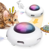 HKM-7386813 Automatic Interactive Cat Toy with Feather, Multi-Mode Play, USB Rechargeable, Cat Hair Removal Feature