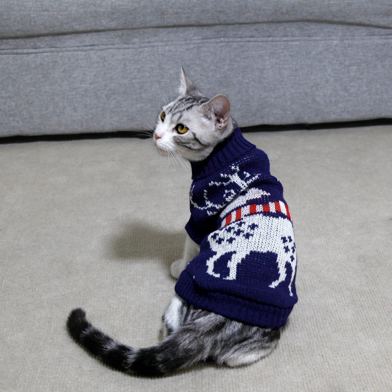 HKM-7387325 Knitted High Collar Pet Sweater for Dogs and Cats in Festive Christmas Designs