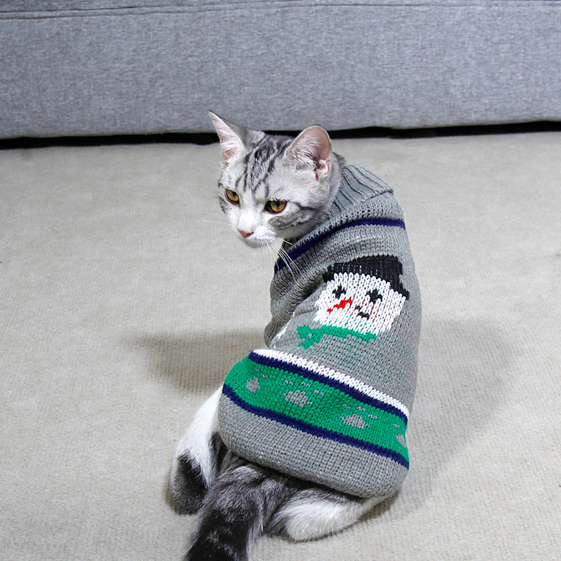 HKM-7387325 Knitted High Collar Pet Sweater for Dogs and Cats in Festive Christmas Designs