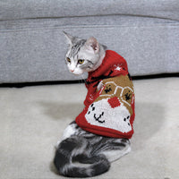 HKM-7387325 Knitted High Collar Pet Sweater for Dogs and Cats in Festive Christmas Designs
