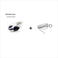 HKM-7388989 Colorful Plush Bird Sound Toy for Cats with Hanging Elastic String