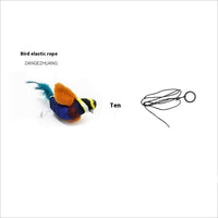 HKM-7388989 Colorful Plush Bird Sound Toy for Cats with Hanging Elastic String