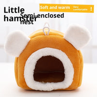 HKM-7389373 Cozy Thick Small Pet Bed for Hamsters - Winter Cloth Bird Nest in Orange and Gray